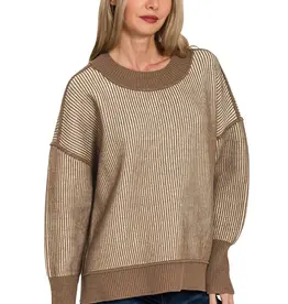 Two Tone With Exposed Seam Detail Sweater