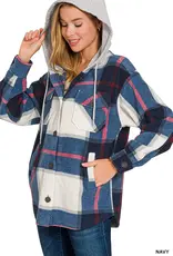 Hooded Fleece Plaid Shacket