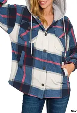 Hooded Fleece Plaid Shacket