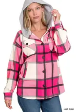 Hooded Fleece Plaid Shacket