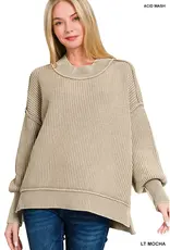 Oversized Sweater With Side Slit Detail