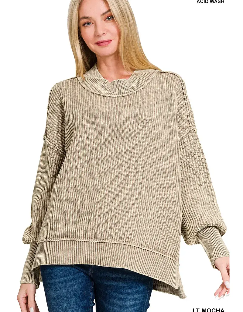 Oversized Sweater With Side Slit Detail