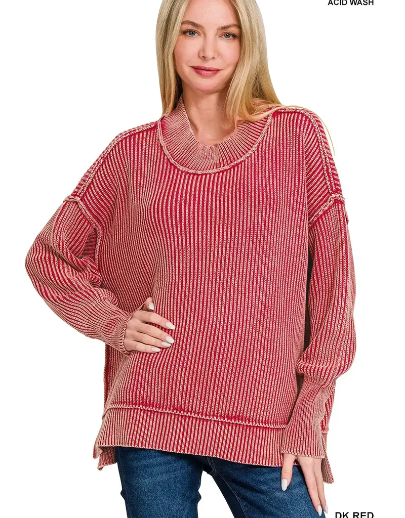 Oversized Sweater With Side Slit Detail