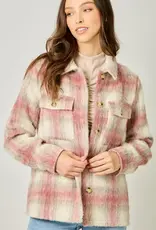Button Down Plaid Fur Jacket