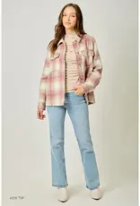 Button Down Plaid Fur Jacket