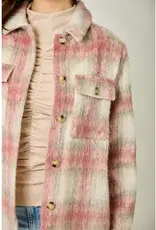 Button Down Plaid Fur Jacket