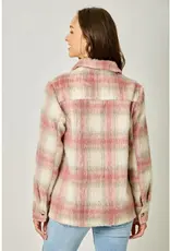 Button Down Plaid Fur Jacket