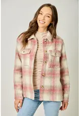 Button Down Plaid Fur Jacket