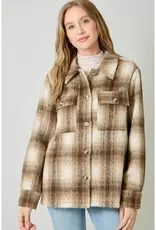 Button Down Plaid Fur Jacket