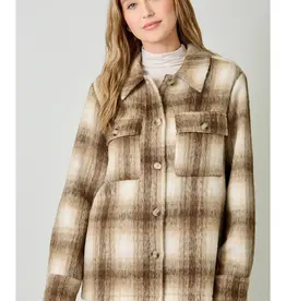 Button Down Plaid Fur Jacket