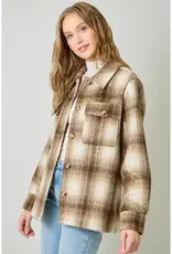 Button Down Plaid Fur Jacket