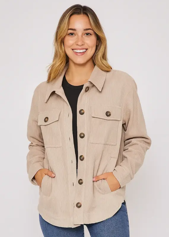 Corduroy Button Front Shacket