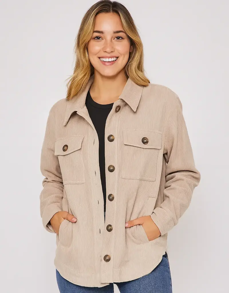Corduroy Button Front Shacket
