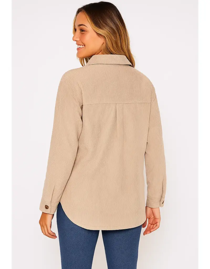 Corduroy Button Front Shacket