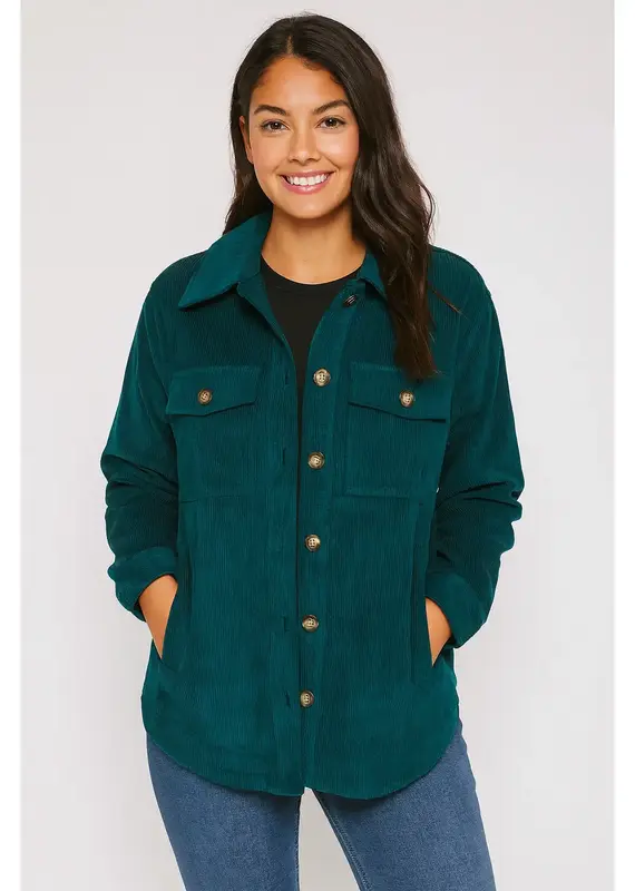 Corduroy Button Front Shacket