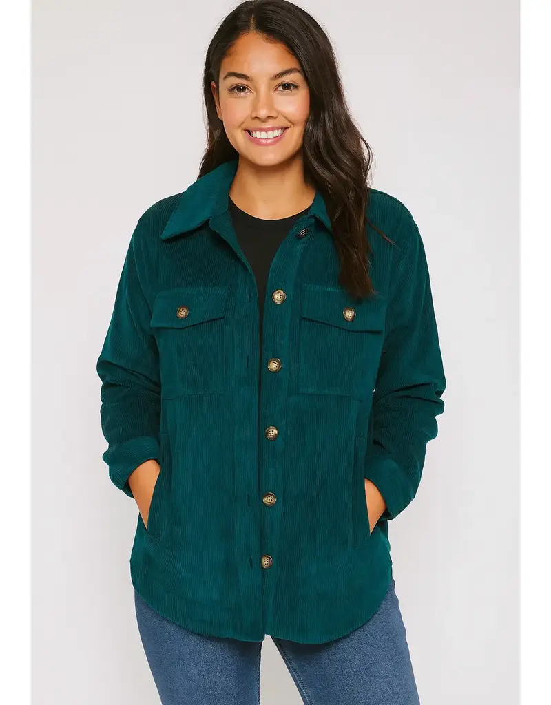 Corduroy Button Front Shacket