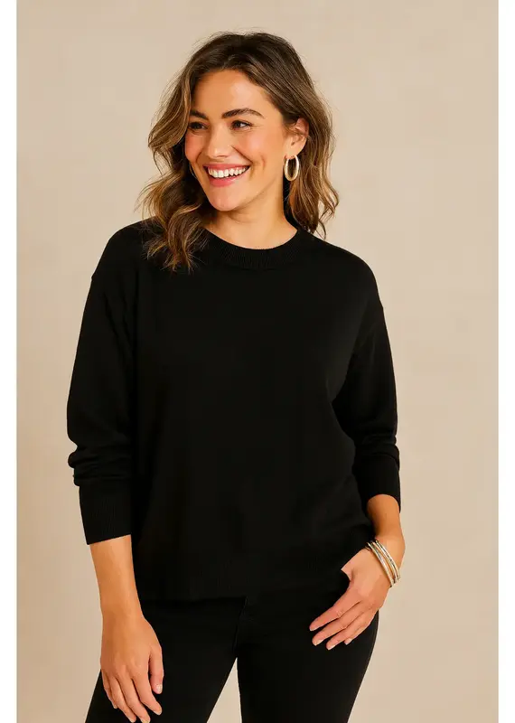 Drop Shoulder Crew Neck Sweater