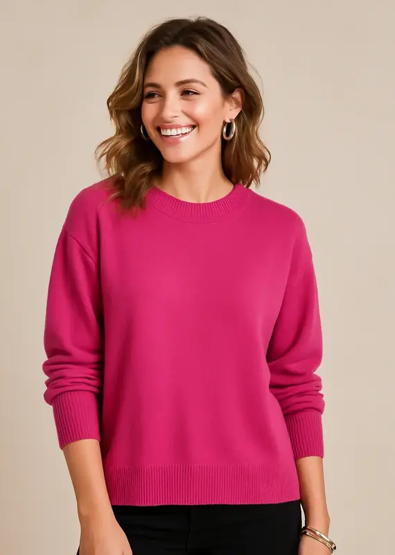 Drop Shoulder Crew Neck Sweater