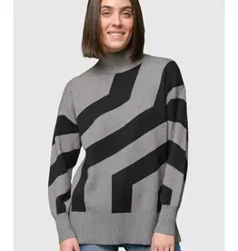 Jacquard Hi-Lo Mock Neck Tunic Sweater