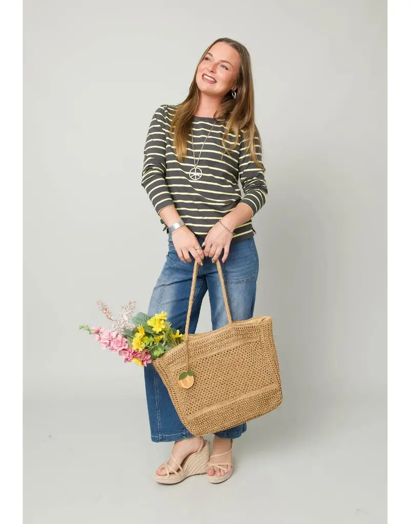 Striped Jersey Knit Crew Neck Tee