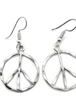 Peace Sign Silver Plated Earrings
