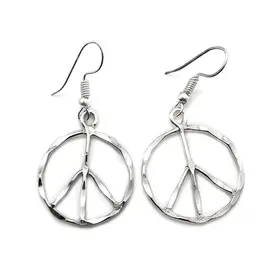 Peace Sign Silver Plated Earrings