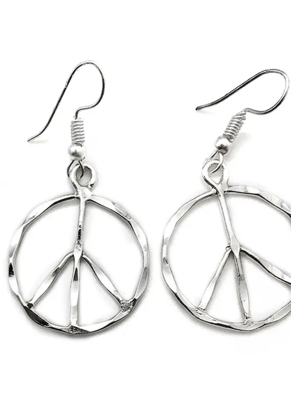 Peace Sign Silver Plated Earrings