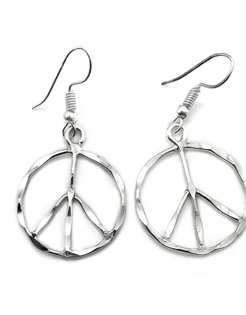 Peace Sign Silver Plated Earrings