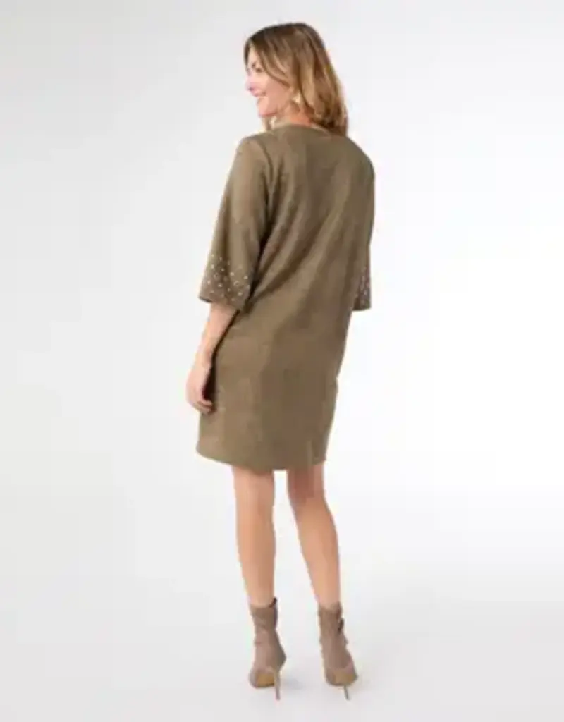 Seri Faux Suede Dress with Rivet Detail