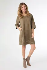 Seri Faux Suede Dress with Rivet Detail