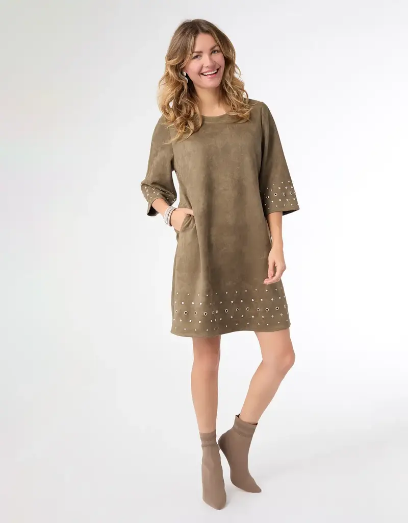 Seri Faux Suede Dress with Rivet Detail