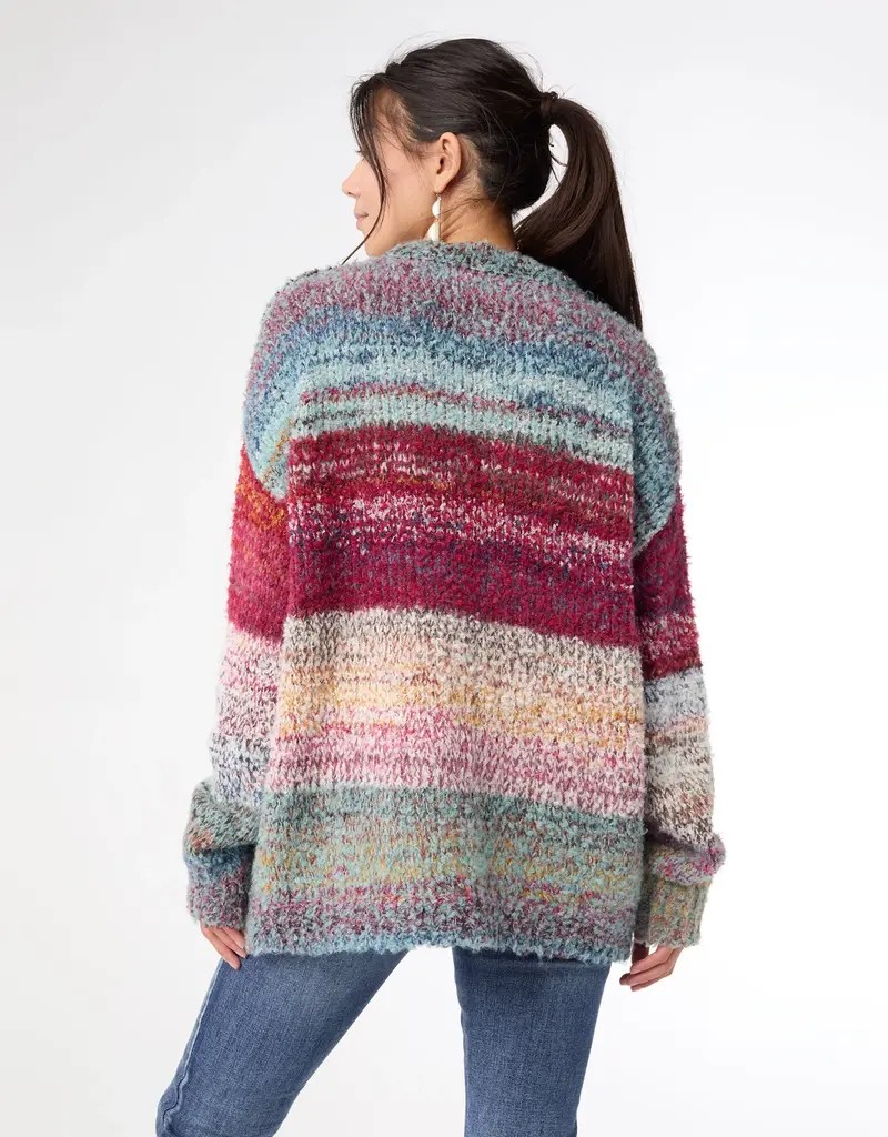 Madge Multi Stripe Loose Ombre Sweater - Valentine's Day