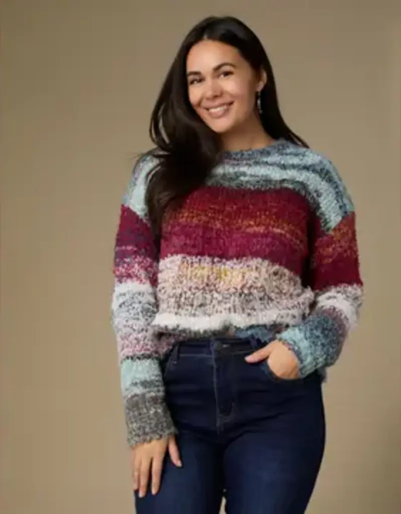 Madge Multi Stripe Loose Ombre Sweater - Valentine's Day