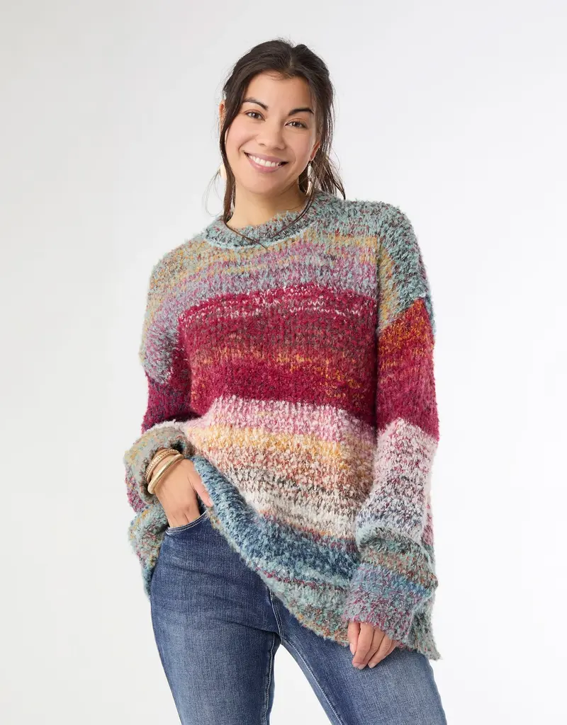 Madge Multi Stripe Loose Ombre Sweater - Valentine's Day