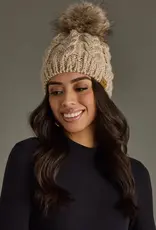 Cable Knit Pom Hat - Taupe