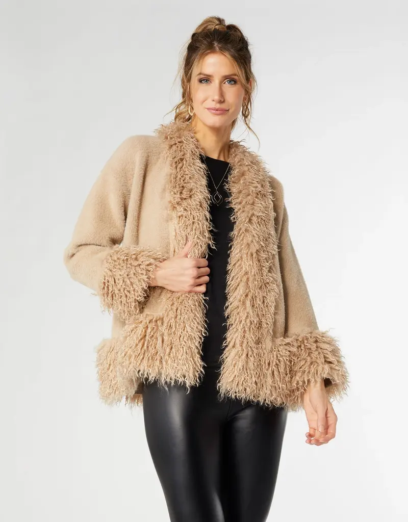 Marley Cardigan with Shaggy Faux Fur Trim