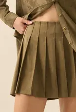Faux Suede Pleated Mini Skirt