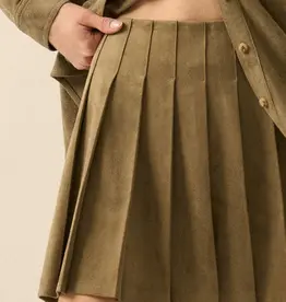 Faux Suede Pleated Mini Skirt