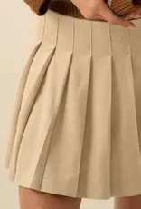Faux Suede Pleated Mini Skirt