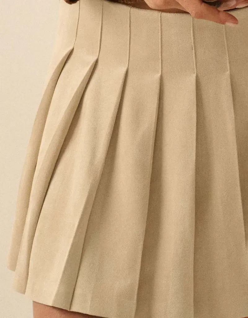 Faux Suede Pleated Mini Skirt