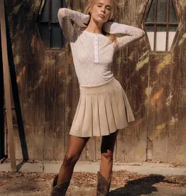 Faux Suede Pleated Mini Skirt