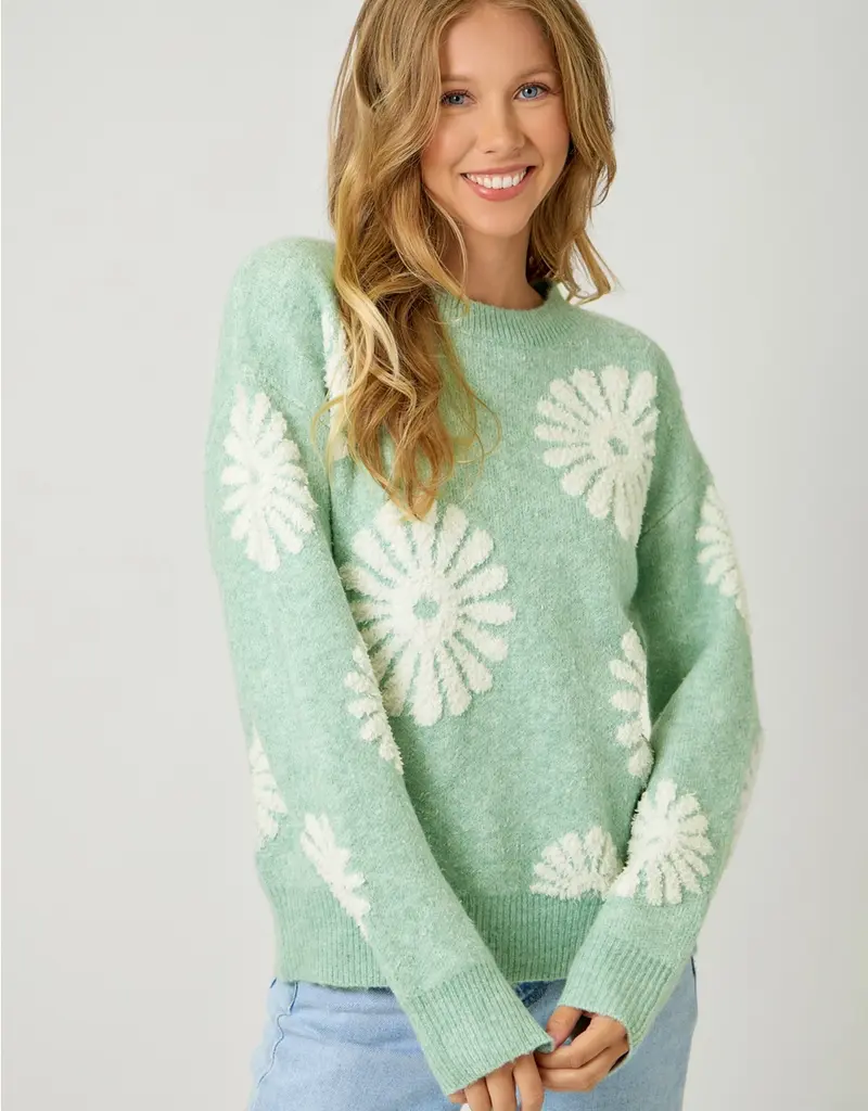 Cozy Floral Applique Sweater