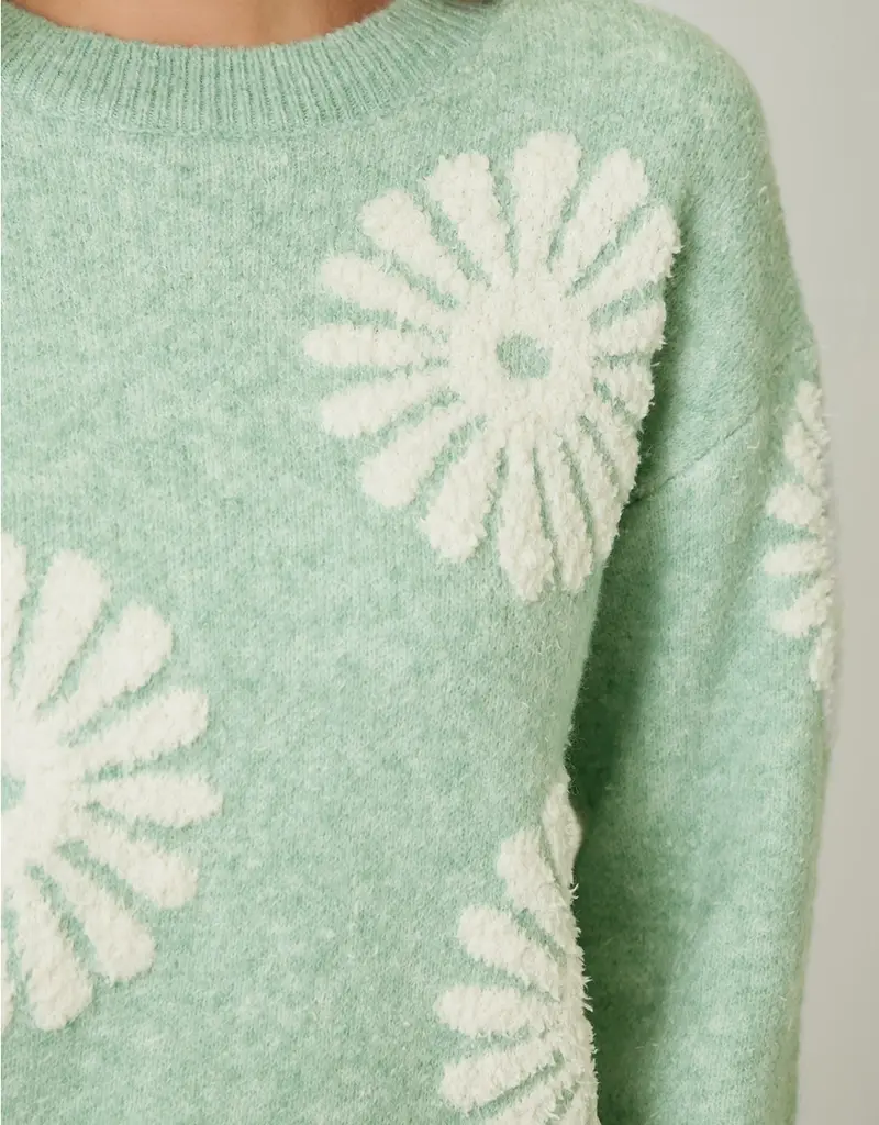 Cozy Floral Applique Sweater