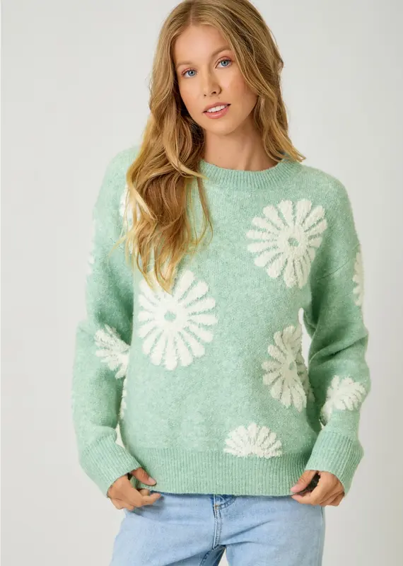 Cozy Floral Applique Sweater