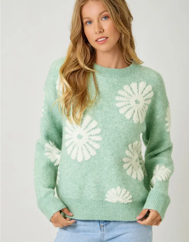 Cozy Floral Applique Sweater