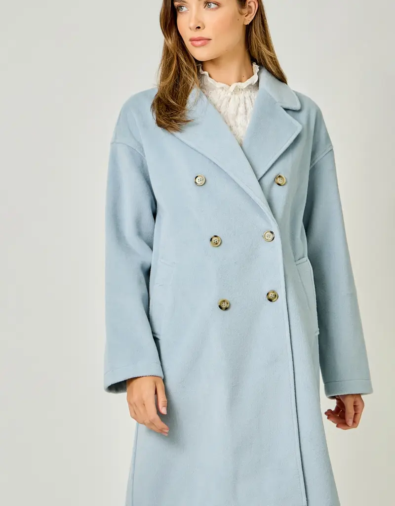 Double Breasted Coat With Dolman Sleeve