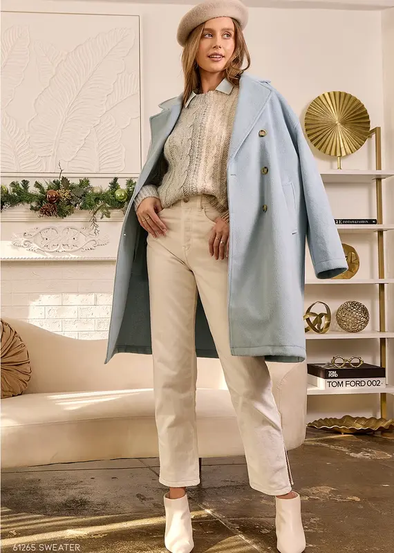 Double Breasted Coat With Dolman Sleeve