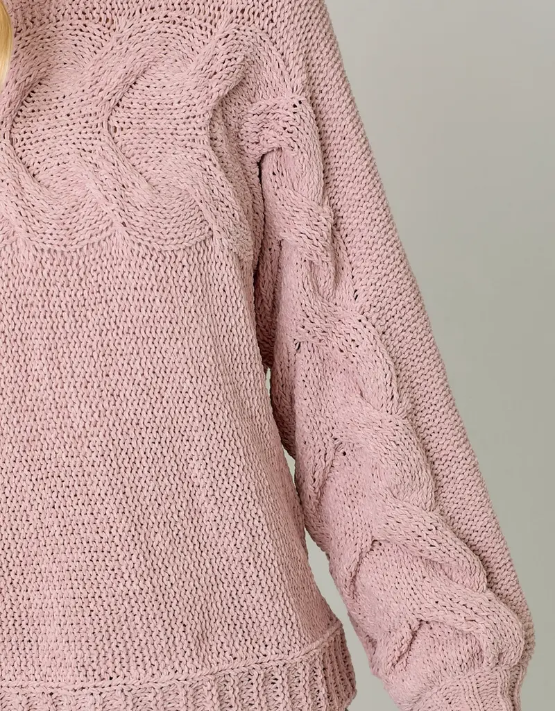 Super Soft Cable Sweater With Knit Detail