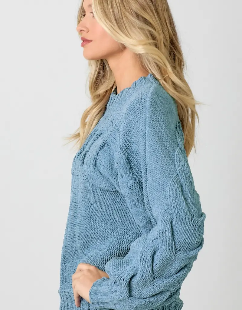 Super Soft Cable Sweater With Knit Detail