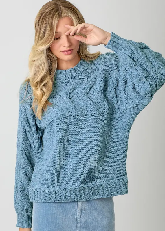 Super Soft Cable Sweater With Knit Detail